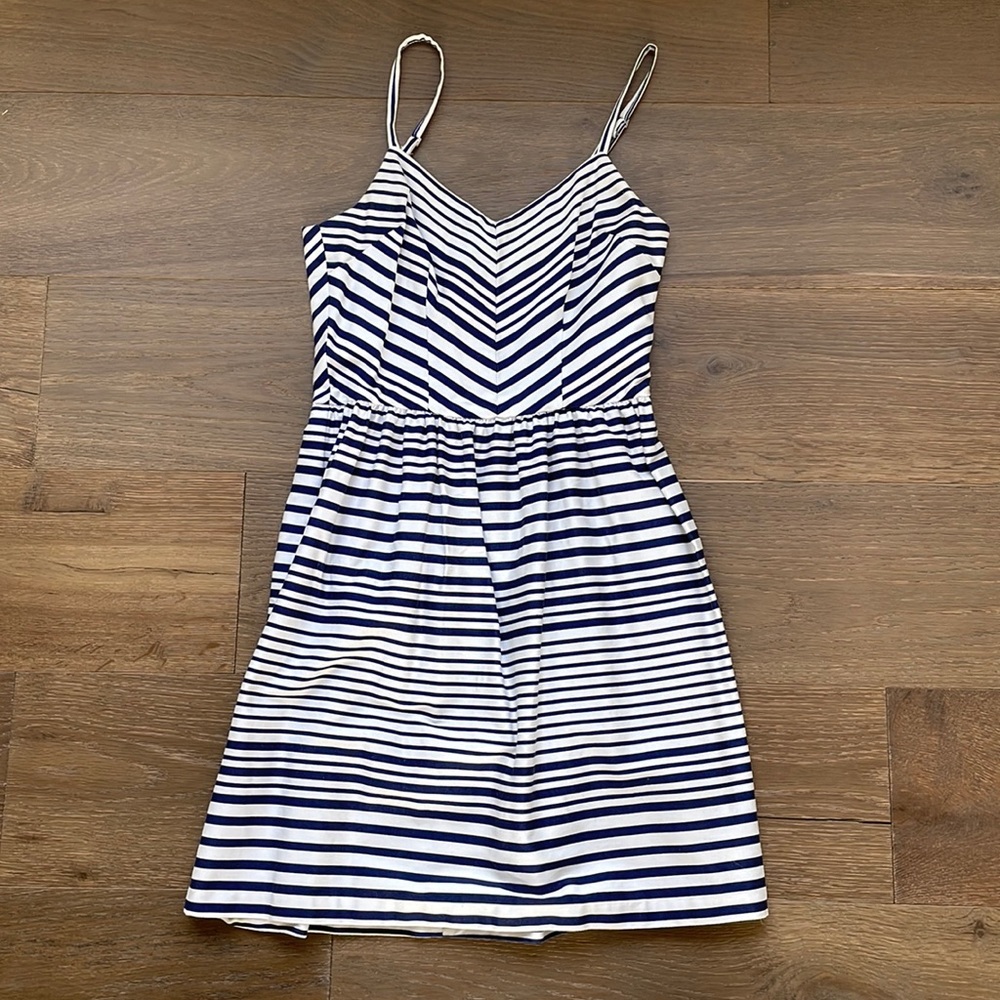 EUC Bar III Navy White Stripe Dress Adjustable Strap Size Medium